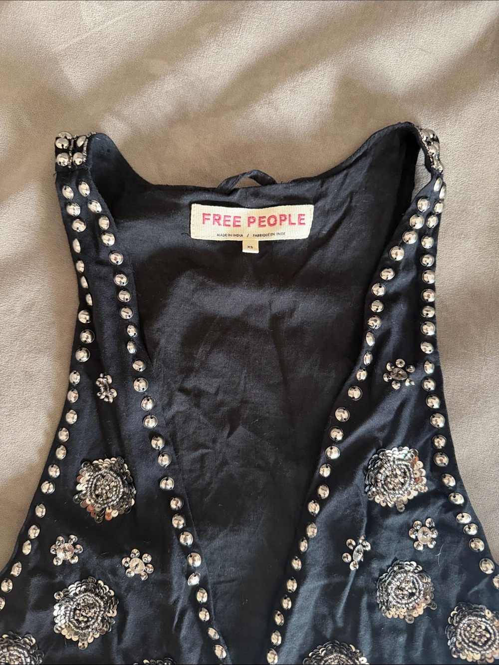 Free People Black Studded & Sequin vest